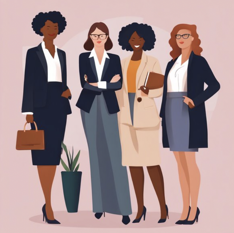 Illustration of four women in the best professional organizations for women